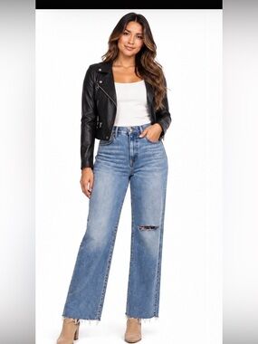 VERONICA BEARD Kasey Mid Rise Wide Leg Jeans denim 30 Date Night